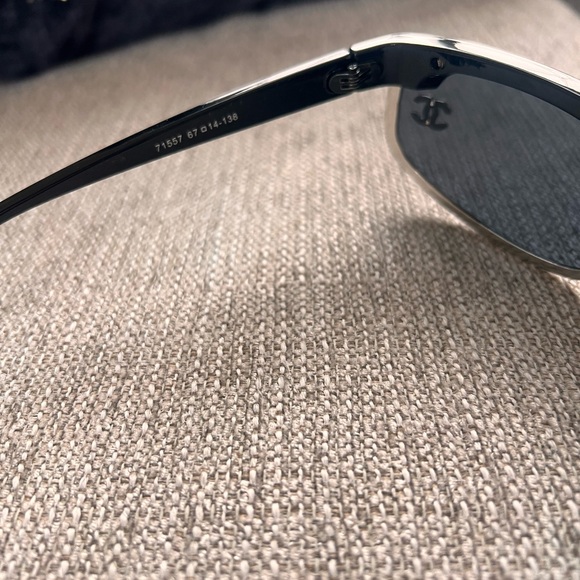 Chanel Rhinestone Black and Silver Women's Sunglasses - Picture 6 of 8